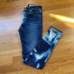 AG Adriano Goldschmied Bleach Dyed High Rise Farrah Skinny Ankle Jeans